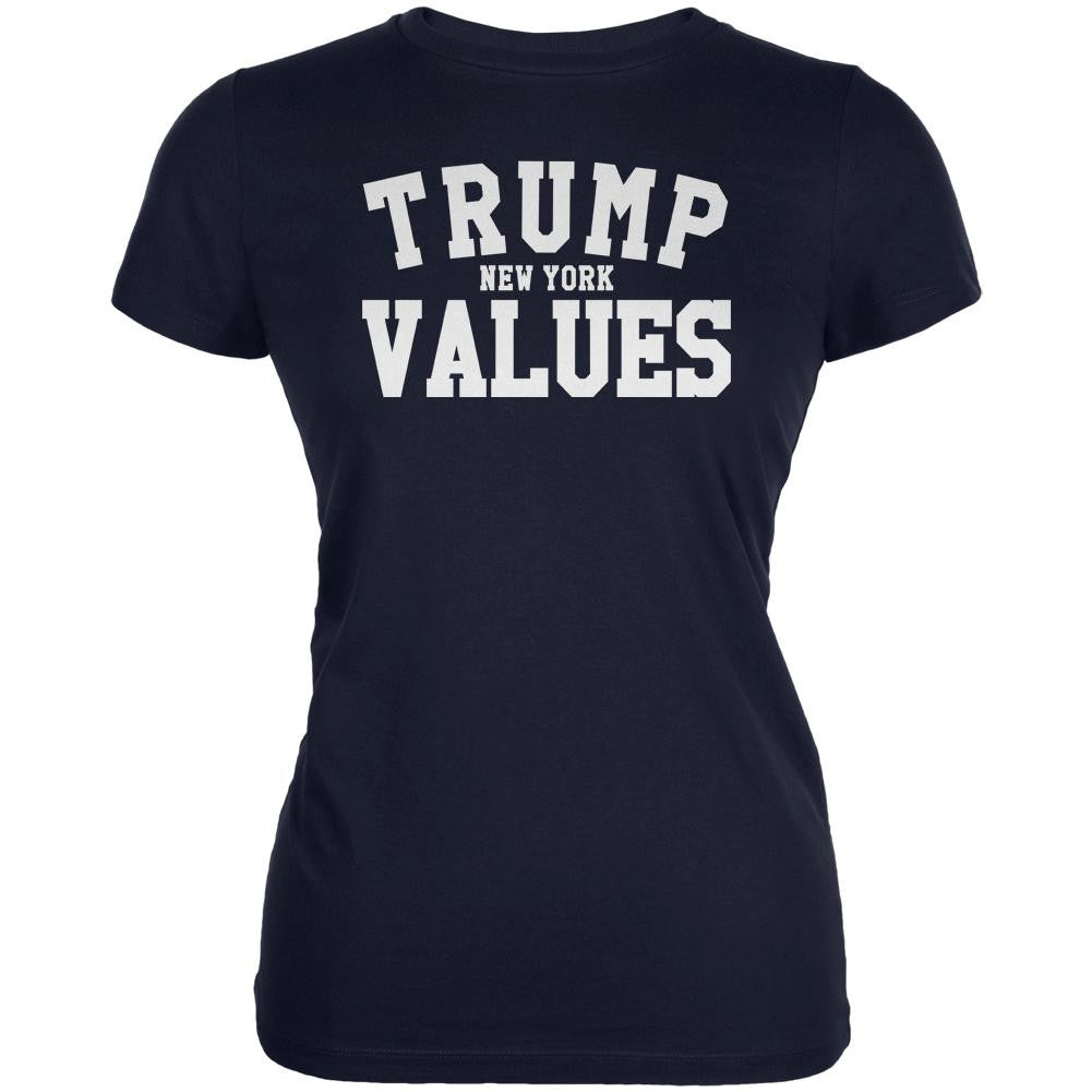 Election Trump New York Values Navy Juniors Soft T-Shirt Juniors T-Shirts Old Glory 2XL Blue 