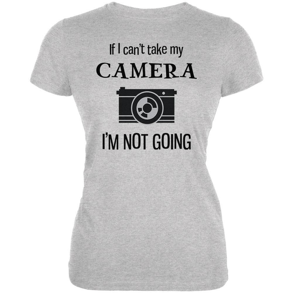 If I Can't Take My Camera, I'm Not Going Heather Grey Juniors Soft T-Shirt Juniors T-Shirts Old Glory 2XL Grey 