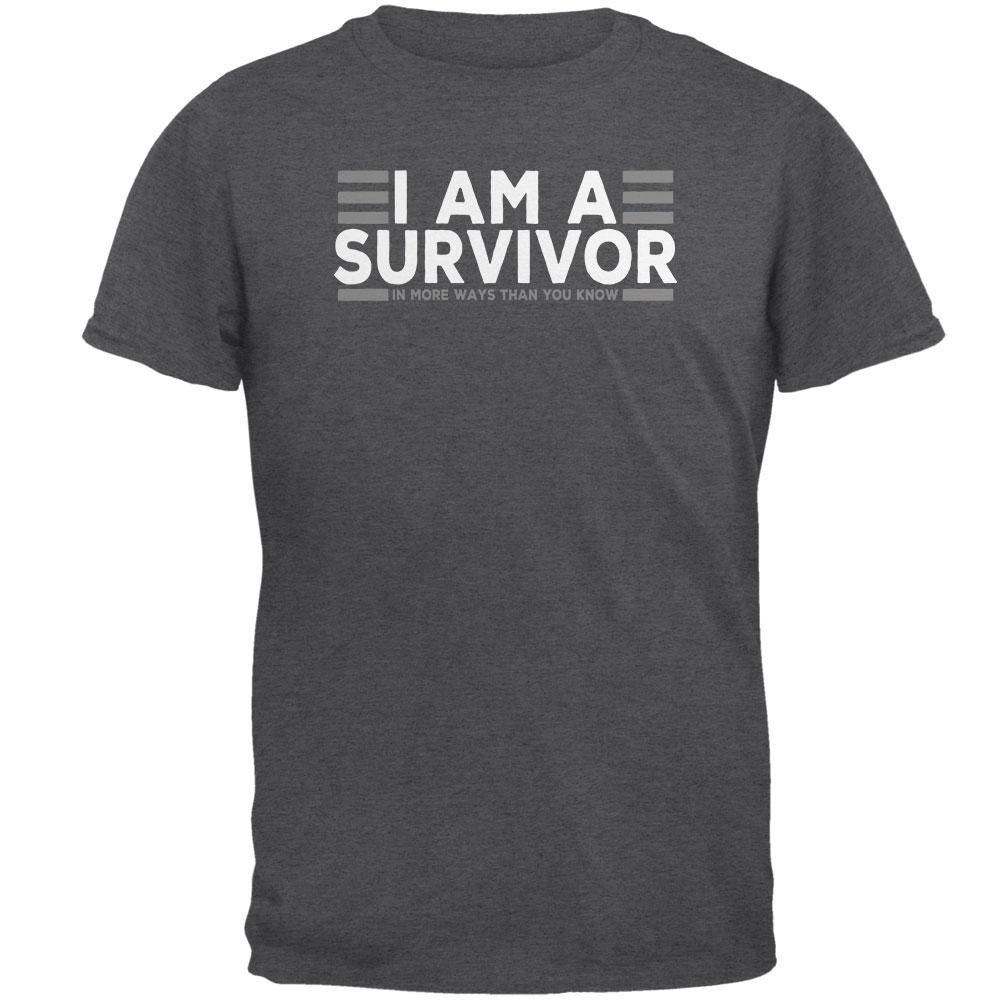 I Am A Survivor Dark Heather Adult T-Shirt Men's T-Shirts Old Glory 2XL Grey 