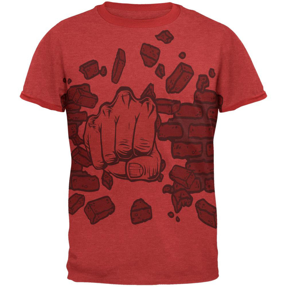 Brick Fist All Over Heather Red-Red Men's Ringer T-Shirt Men's T-Shirts Old Glory 2XL Multi 