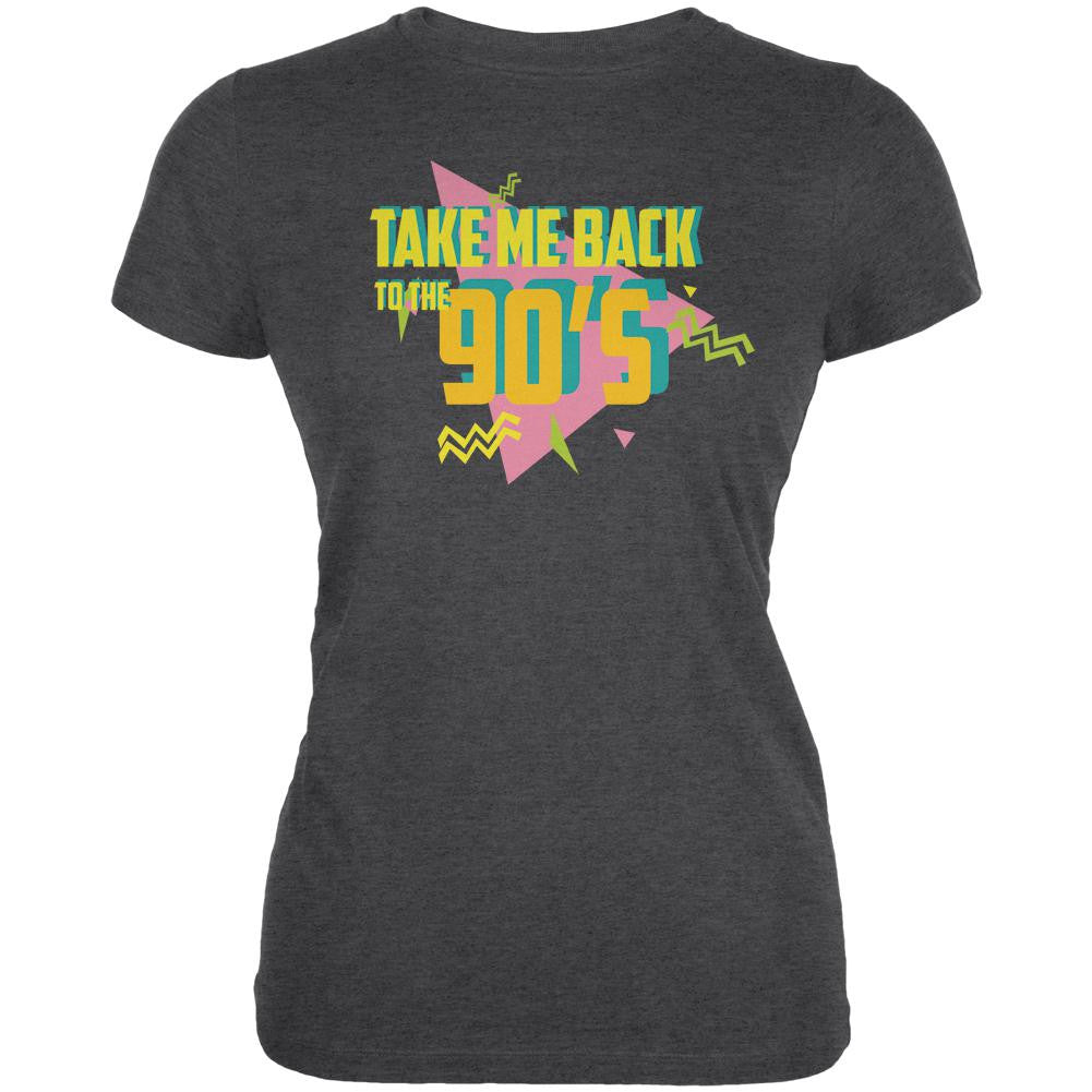 Take Me Back To The 90s Dark Heather Juniors Soft T-Shirt Juniors T-Shirts Old Glory 2XL Grey 