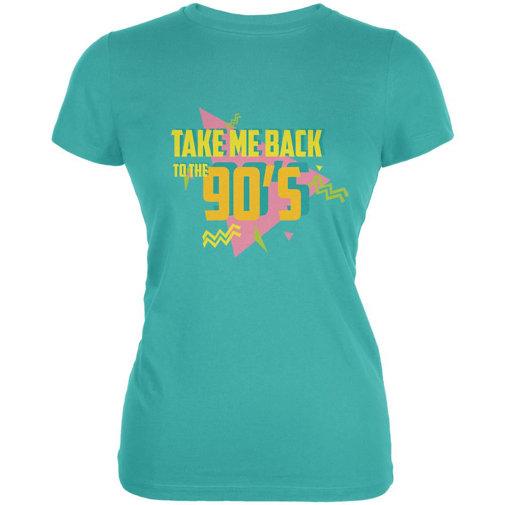 Take Me Back To The 90s Teal Juniors Soft T-Shirt Juniors T-Shirts Old Glory LG Green 