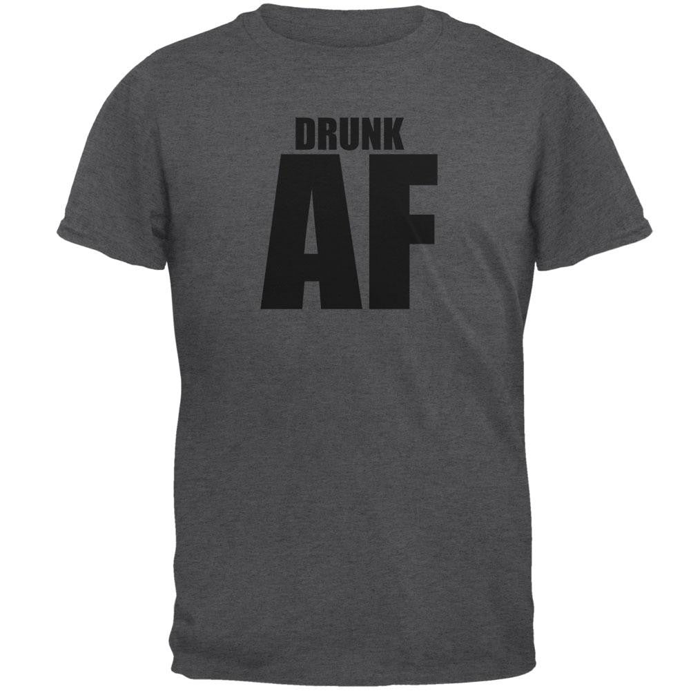 Drunk AF Dark Heather Adult T-Shirt Men's T-Shirts Old Glory SM Grey 