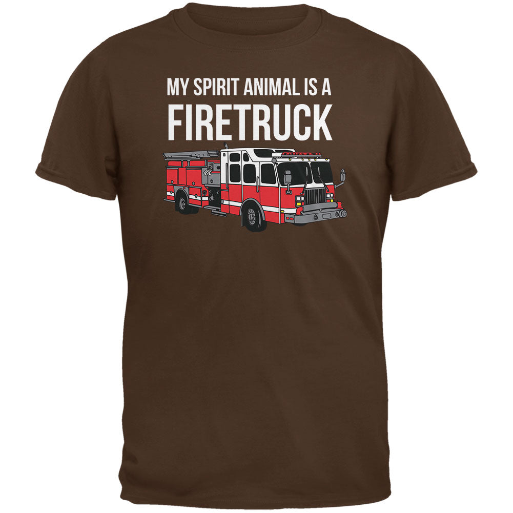 Spirit Animal Firetruck Brown Adult T-Shirt Men's T-Shirts Old Glory 2XL Brown 