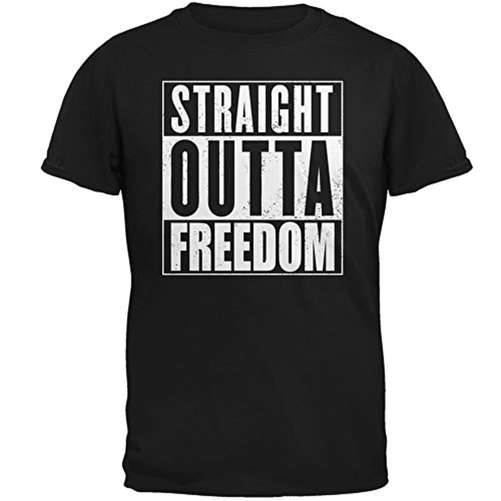 Straight Outta Freedom Black Adult T-Shirt Men's T-Shirts Old Glory 2XL Black 