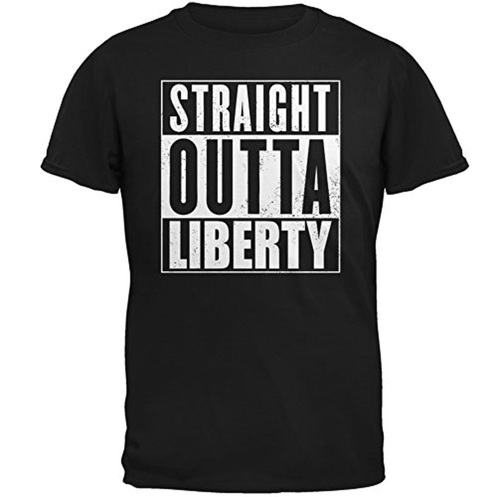 Straight Outta Liberty Black Adult T-Shirt Men's T-Shirts Old Glory 2XL Black 