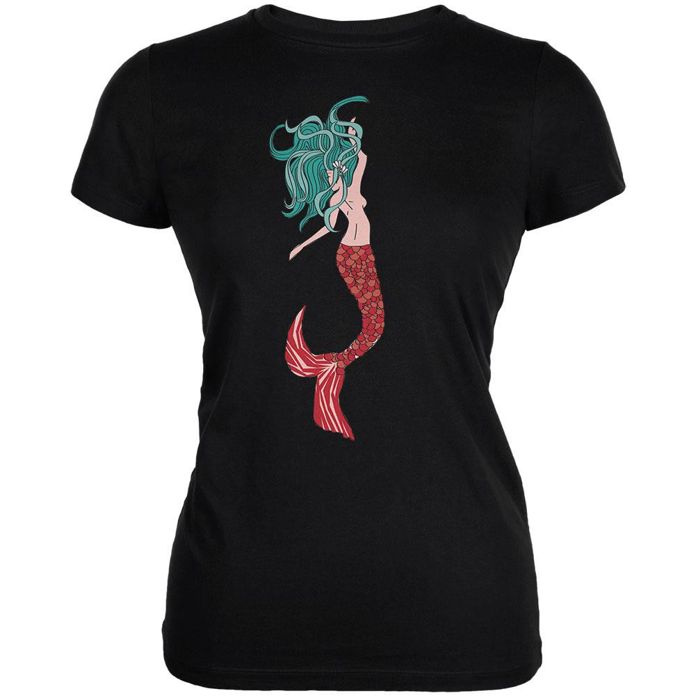 Mermaid Black Juniors Soft T-Shirt Juniors T-Shirts Old Glory 2XL Black 