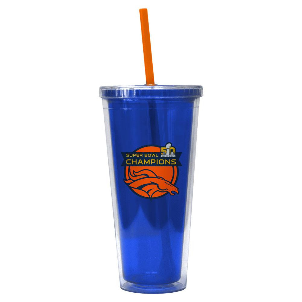 Denver Broncos - Super Bowl 50 Champions 22oz. Color Wall Straw Tumbler Tumblers Old Glory   