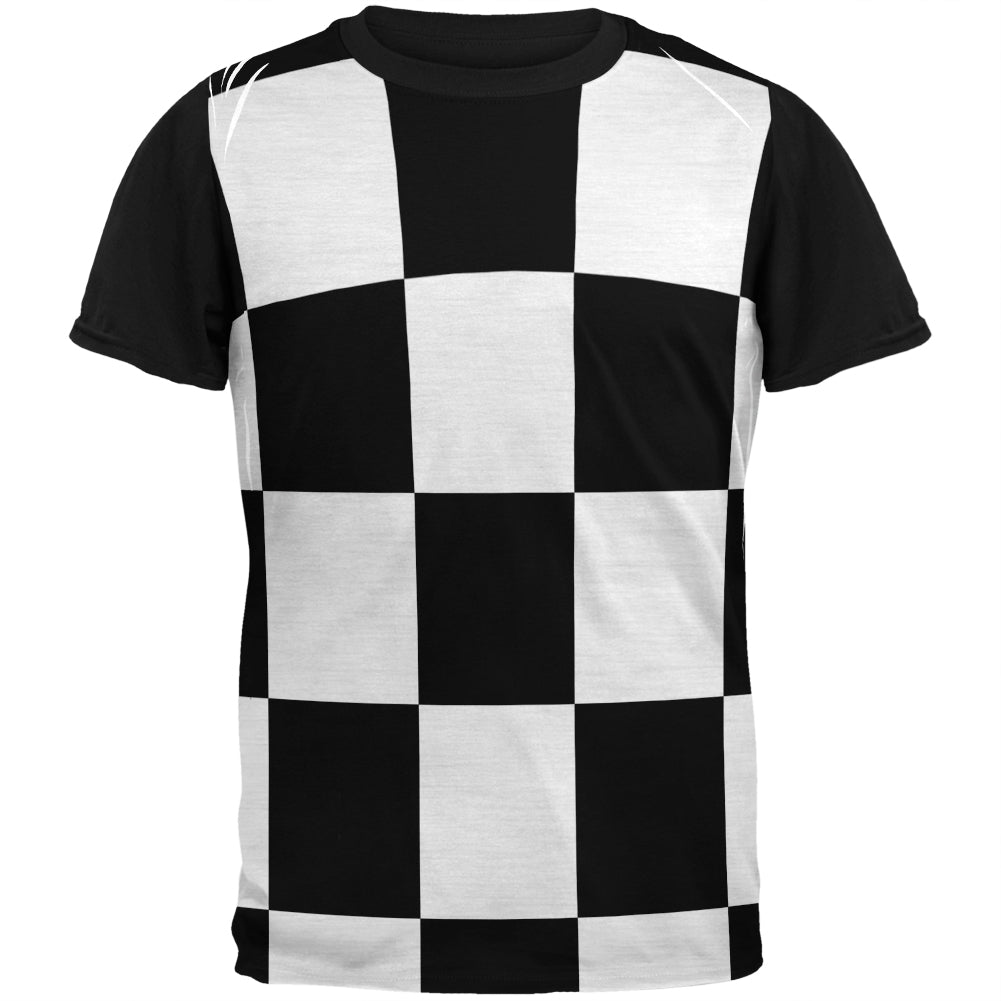 Finish Line Checkered Flag Adult Black Back T-Shirt Men's T-Shirts Old Glory MD Multi 
