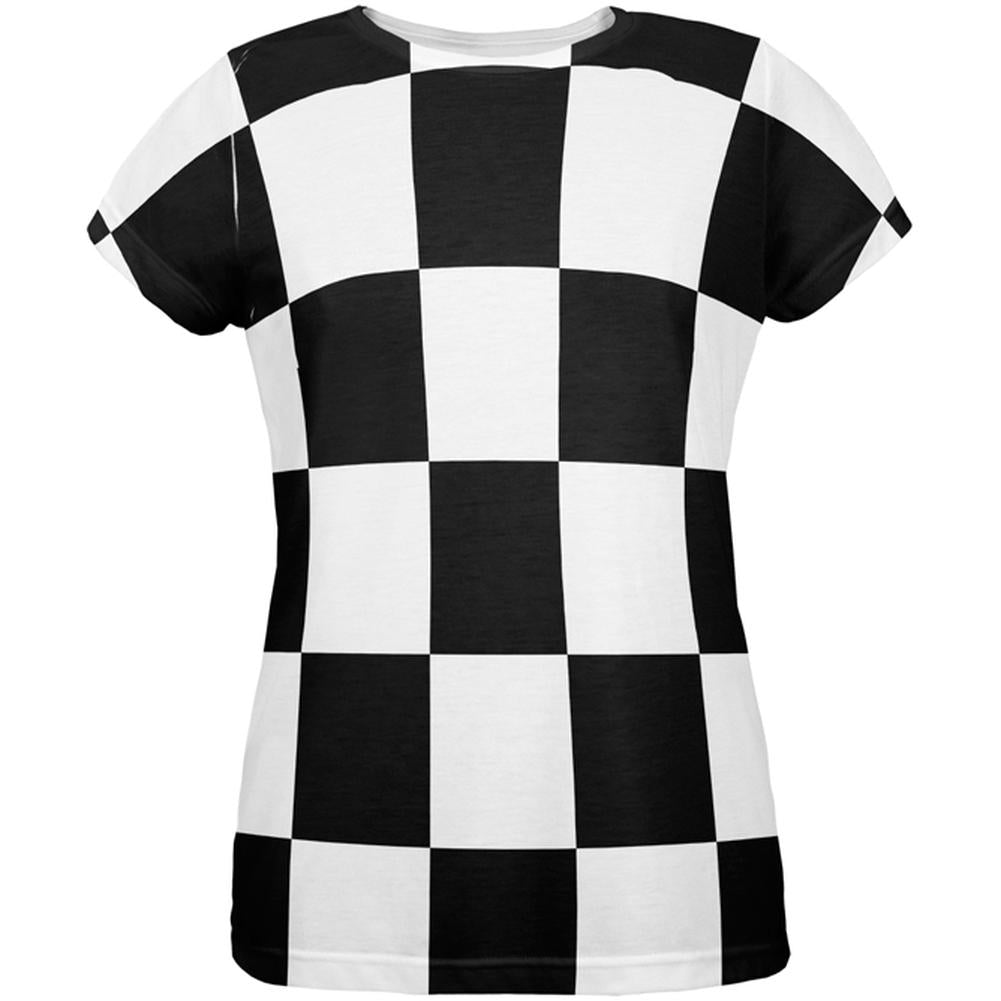 Finish Line Checkered Flag All Over Womens T-Shirt Women's T-Shirts Old Glory 2XL Multi 