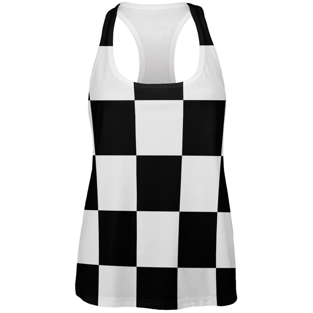 Finish Line Checkered Flag All Over Womens Racerback Tank Top Women's Tank Tops Old Glory 2XL Multi 