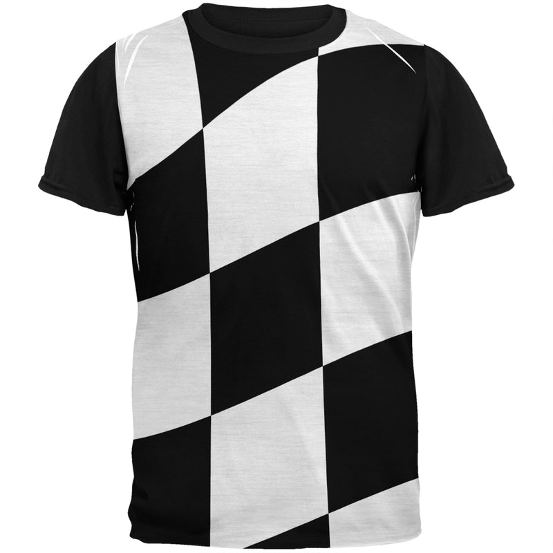 Finish Line Checkered Flag Wave Adult Black Back T-Shirt Men's T-Shirts Old Glory 2XL Multi 