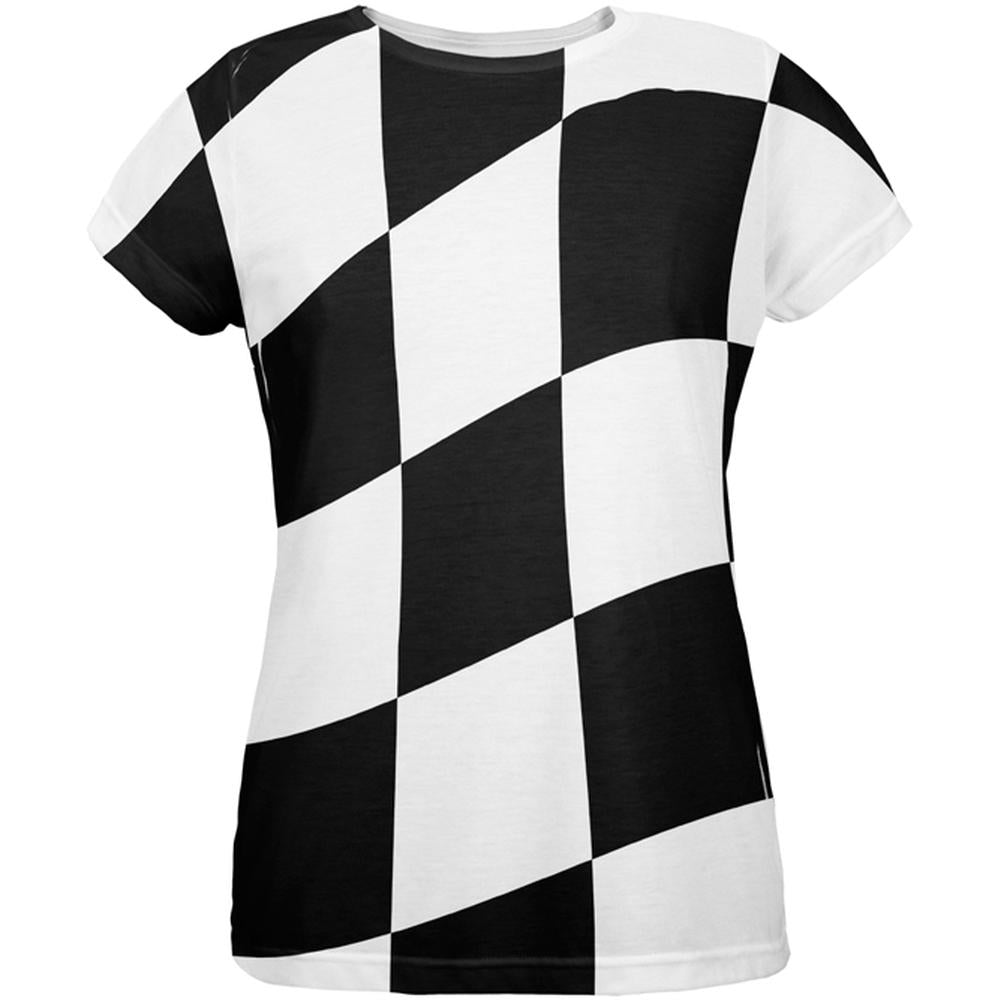 Finish Line Checkered Flag Wave All Over Womens T-Shirt Women's T-Shirts Old Glory 2XL Multi 