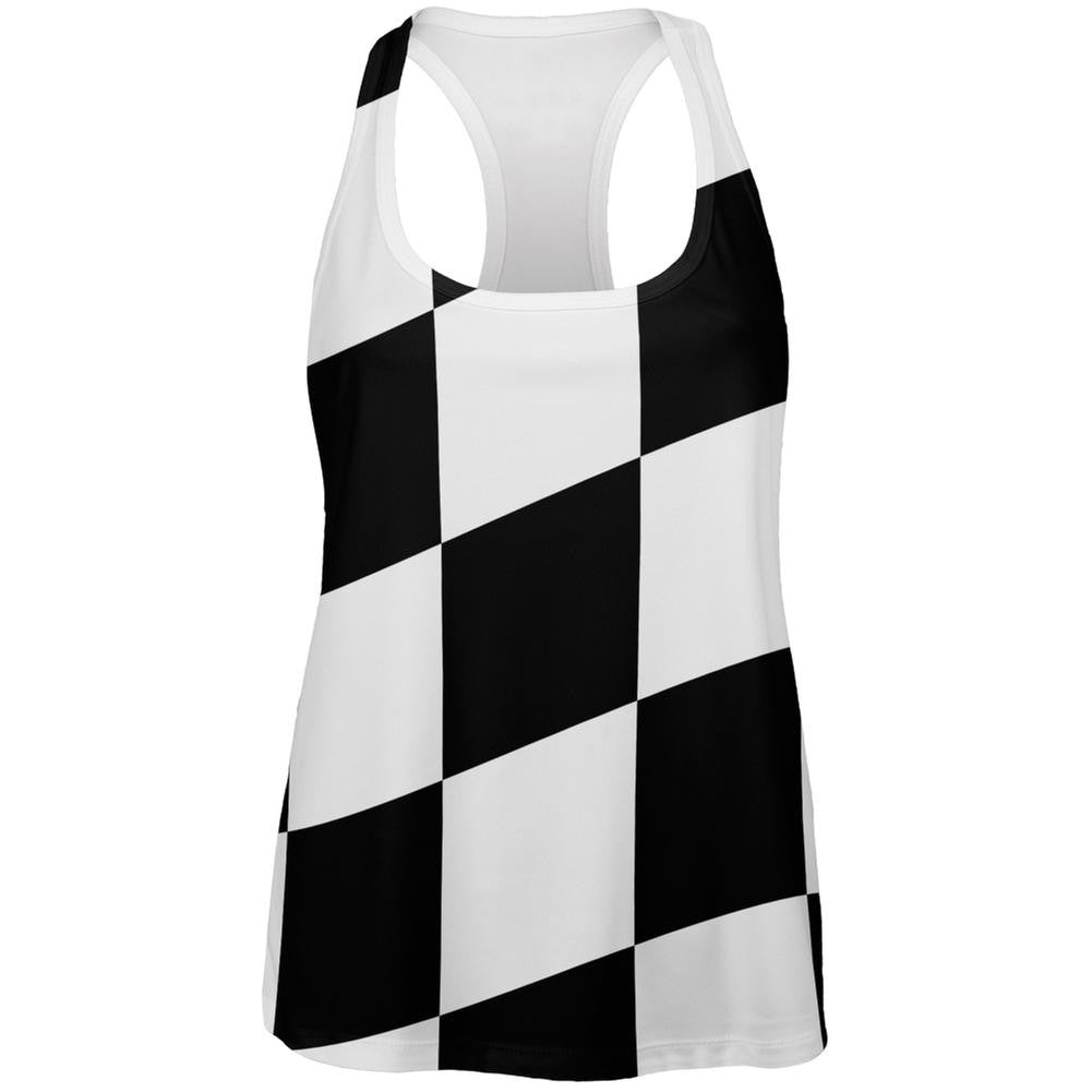 Finish Line Checkered Flag Wave All Over Womens Racerback Tank Top Women's Tank Tops Old Glory 2XL Multi 