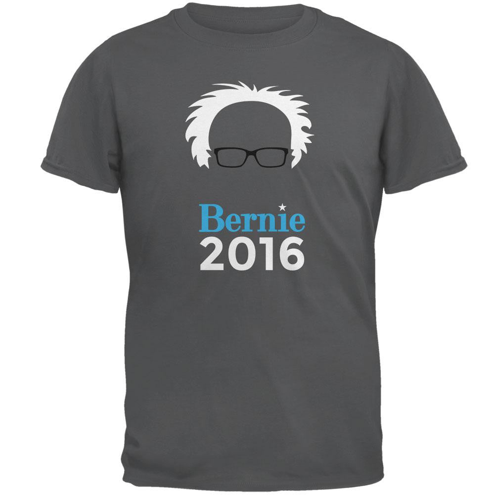 Election 2016 Bernie Sanders Hair Minimalist Grey Soft Adult T-Shirt Men's T-Shirts Old Glory 2XL Grey 