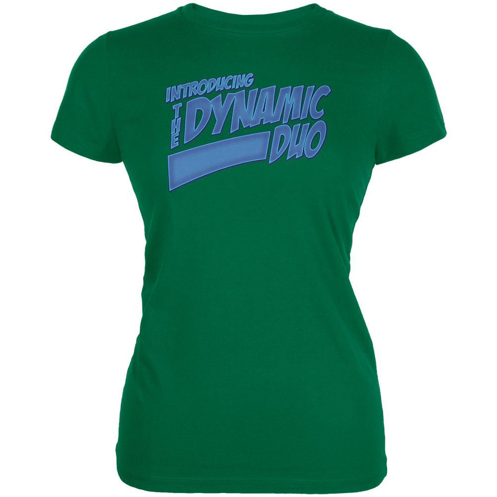 Dynamic Duo Funny Comic Book Kelly Green Juniors Soft T-Shirt Juniors T-Shirts Old Glory SM Green 