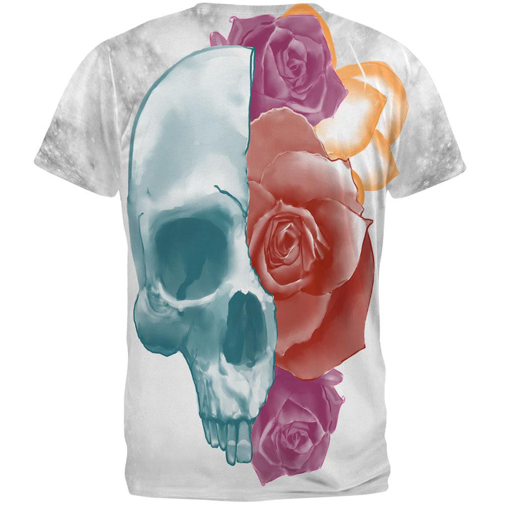 Blooming Flowers Skull All Over Adult T-Shirt Men's T-Shirts Old Glory   