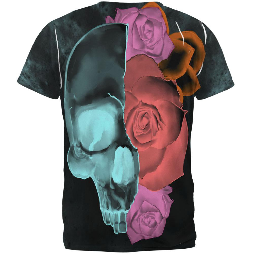 Blooming Flowers Skull XRay All Over Adult T-Shirt Men's T-Shirts Old Glory   