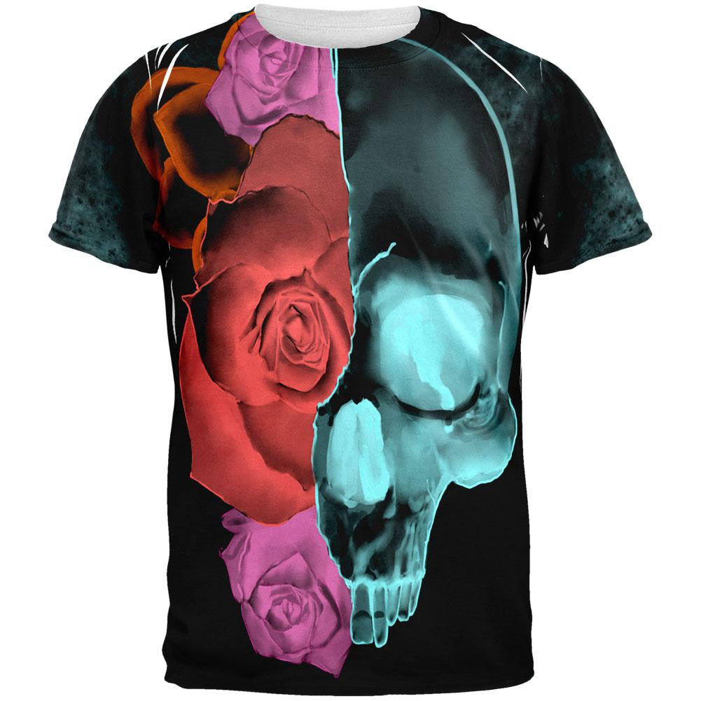 Blooming Flowers Skull XRay All Over Adult T-Shirt Men's T-Shirts Old Glory 2XL Multi 