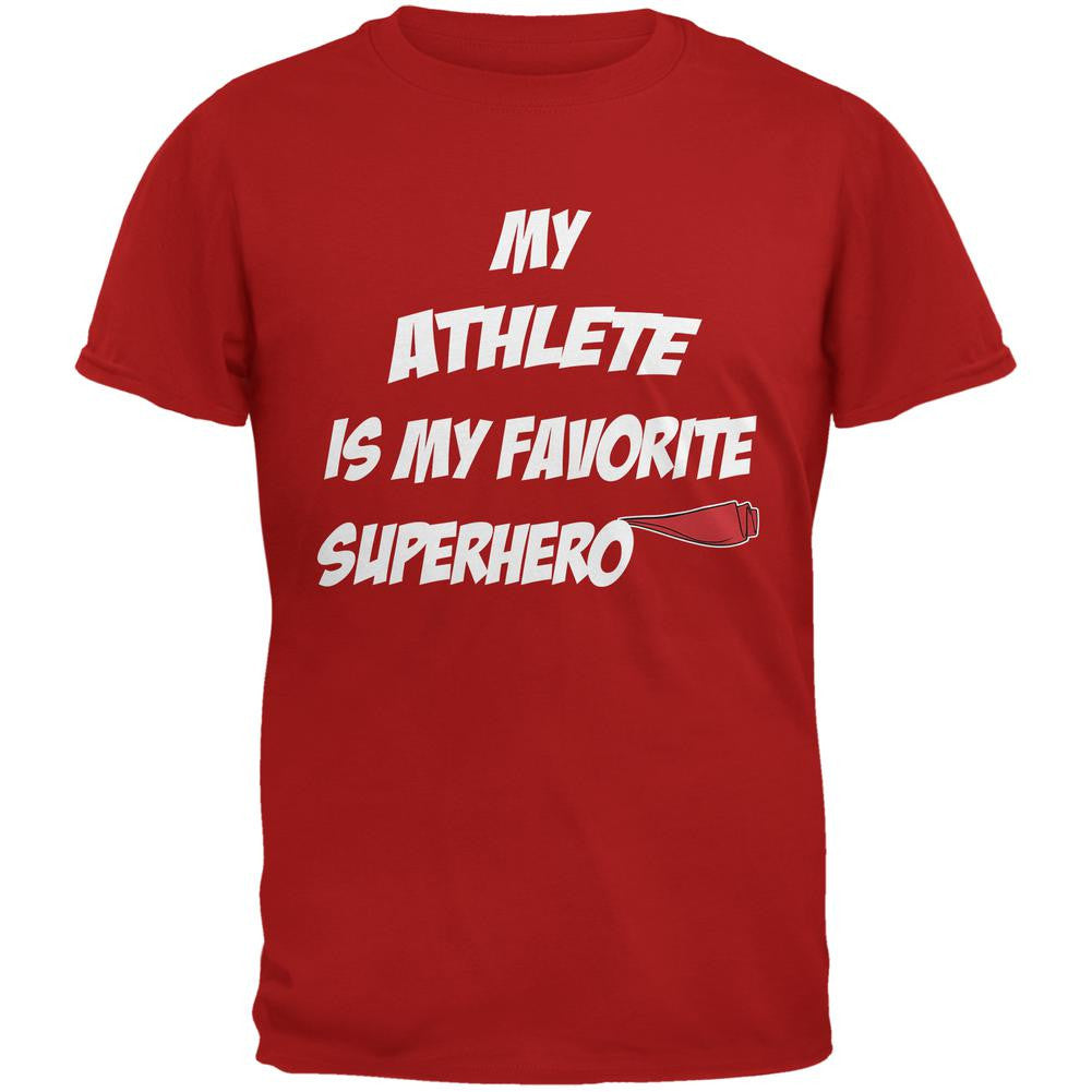 Athlete is My Superhero Red Adult T-Shirt Men's T-Shirts Old Glory 2XL Red 