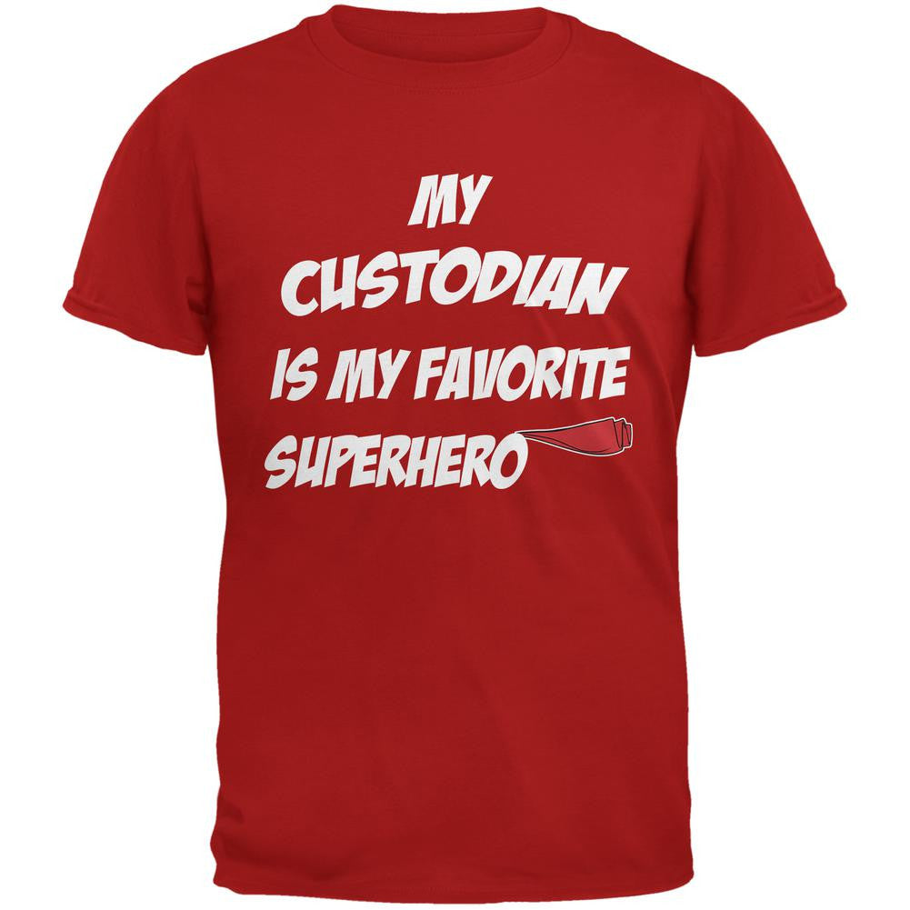 Custodian is My Superhero Red Adult T-Shirt Men's T-Shirts Old Glory 2XL Red 