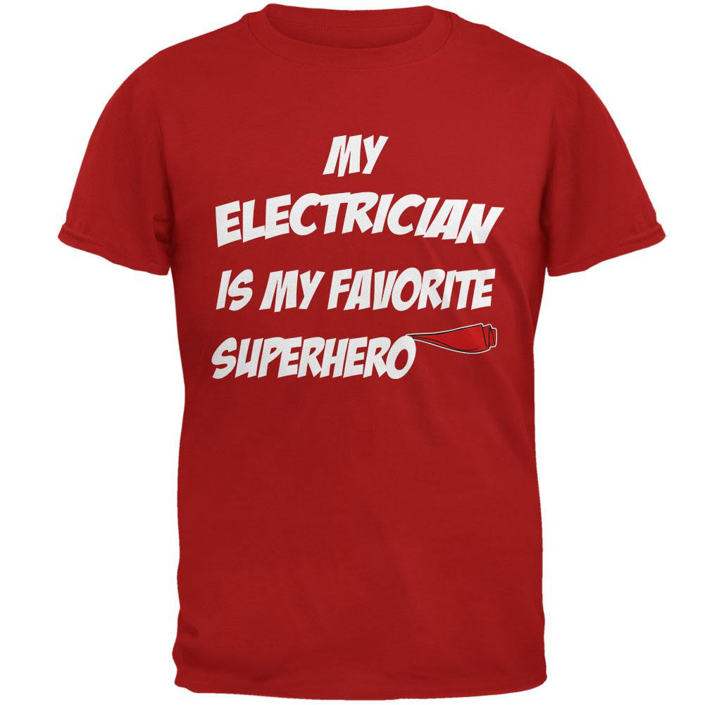 Electrician is My Superhero Red Adult T-Shirt Men's T-Shirts Old Glory 2XL Red 