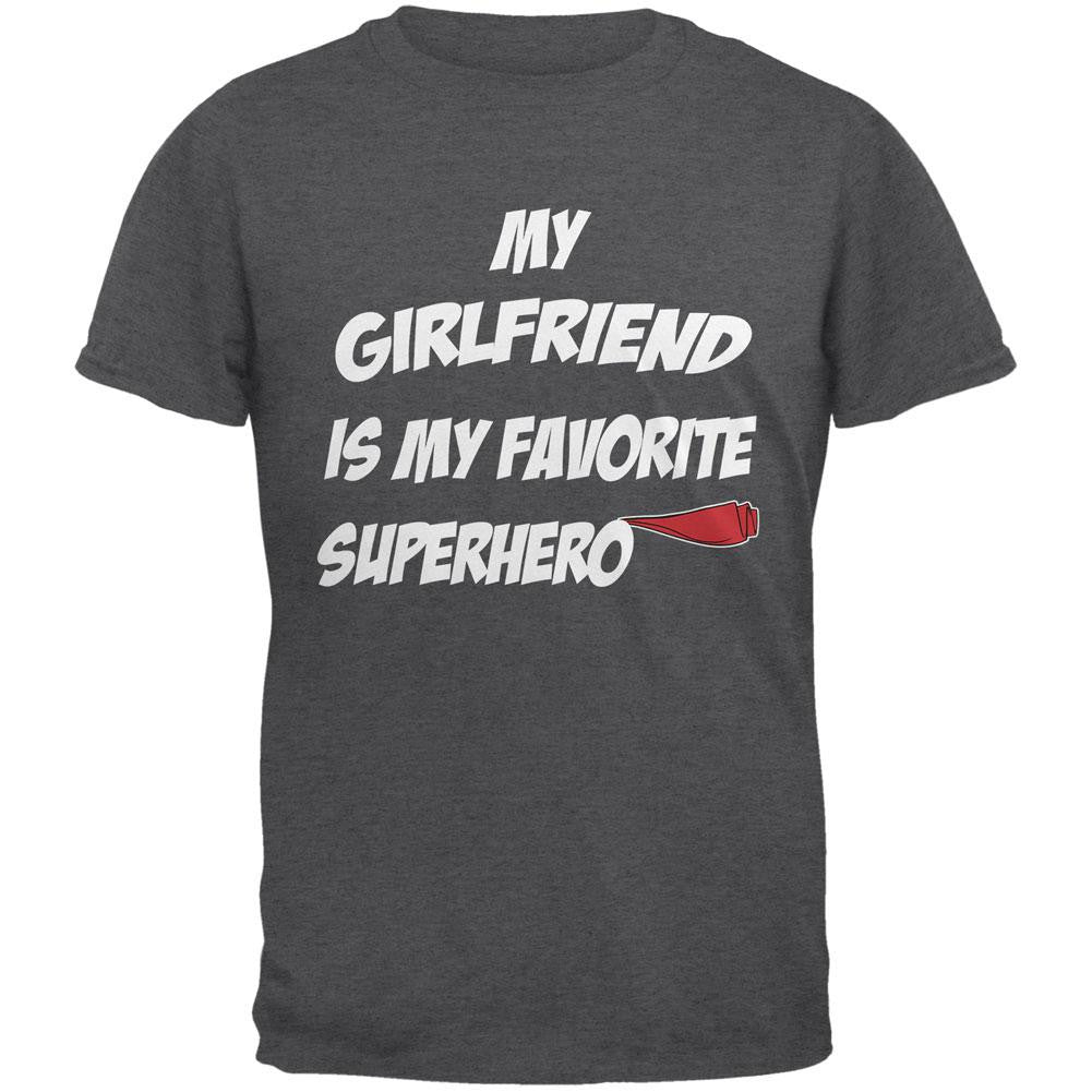 Girlfriend is My Superhero Dark Heather Adult T-Shirt Men's T-Shirts Old Glory 2XL Grey 