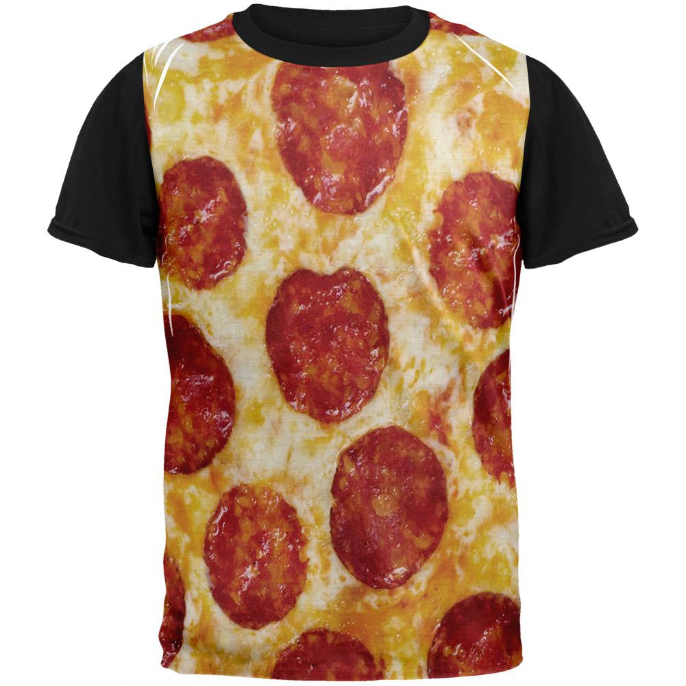 Pepperoni Pizza Costume Adult Black Back T-Shirt Men's T-Shirts Old Glory SM Multi 