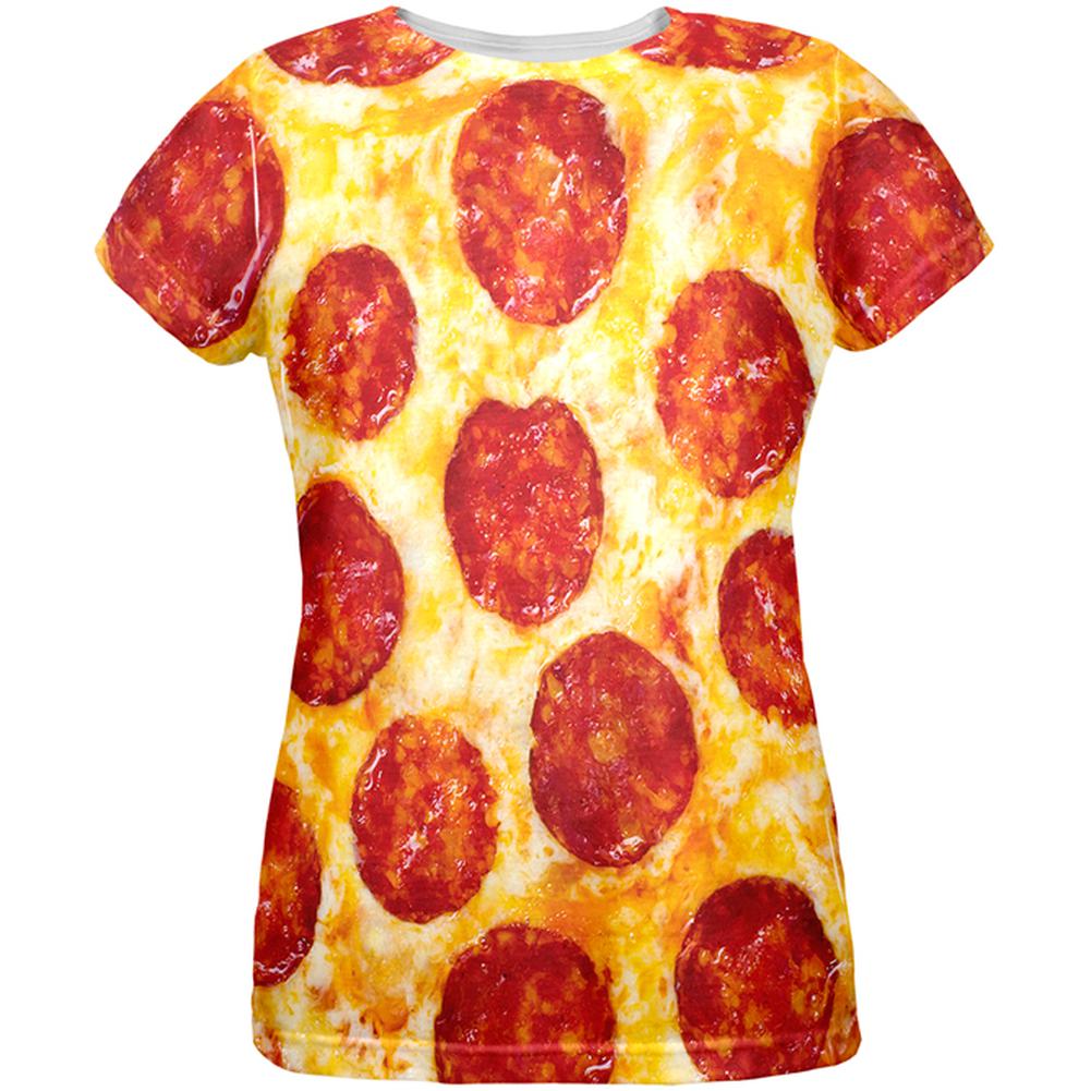 Pepperoni Pizza Costume All Over Womens T-Shirt Women's T-Shirts Old Glory 2XL White 