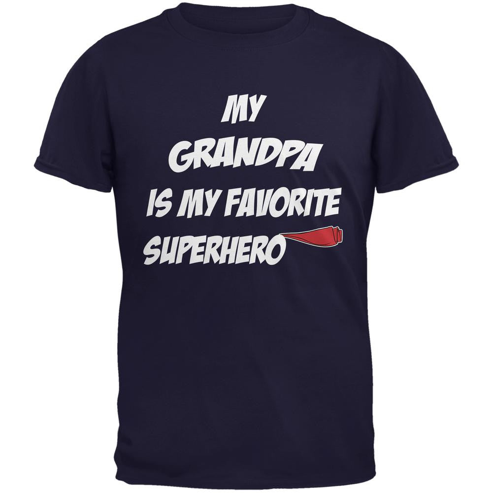 Grandpa is My Superhero Navy Adult T-Shirt Men's T-Shirts Old Glory 2XL Blue 