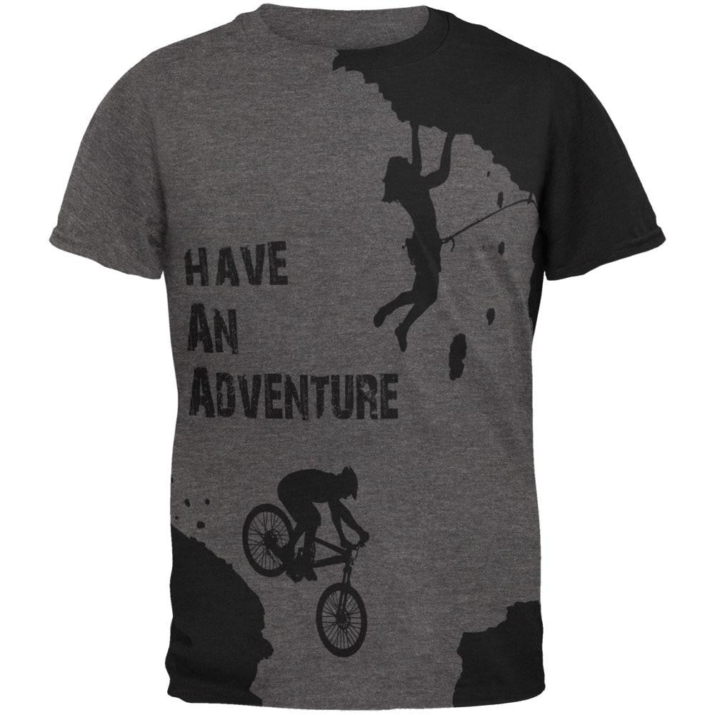 Have an Adventure All Over Dark Heather Soft Adult T-Shirt Men's T-Shirts Old Glory 2XL Grey 