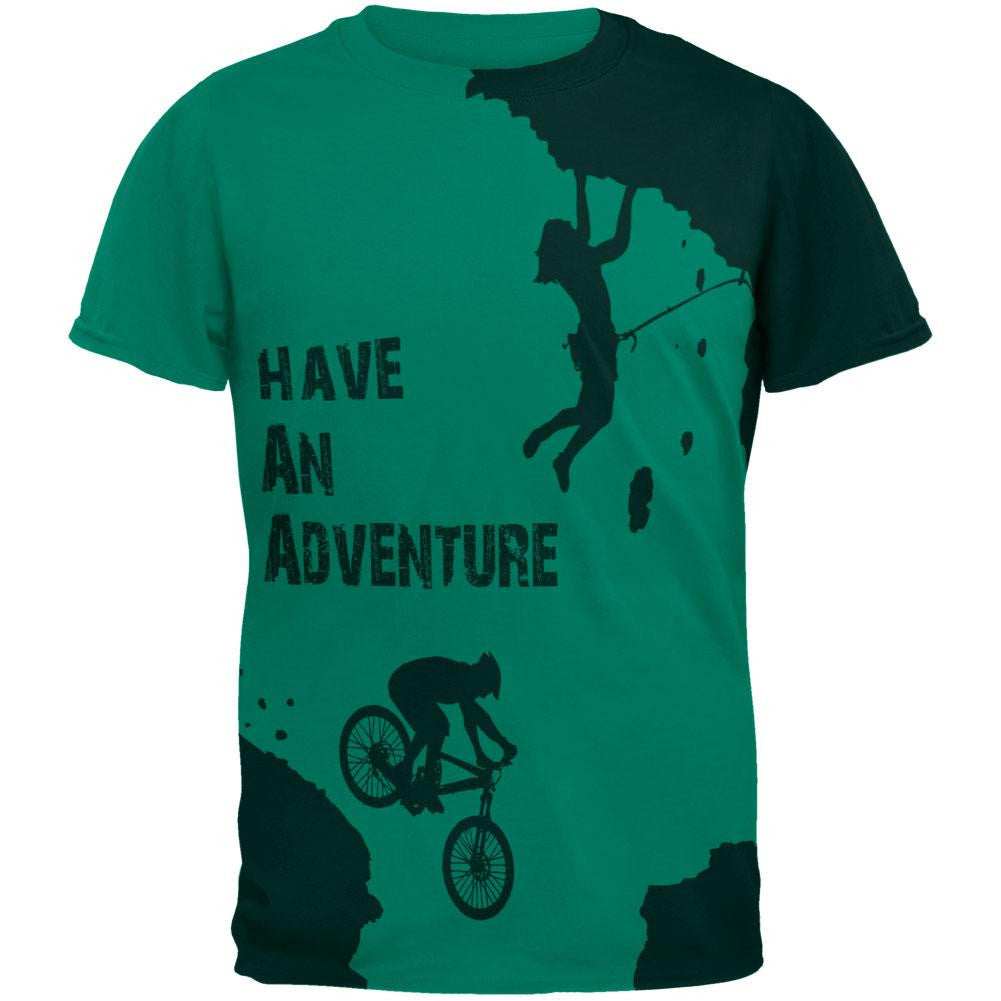 Have an Adventure All Over Jade Green Adult T-Shirt Men's T-Shirts Old Glory 2XL Green 