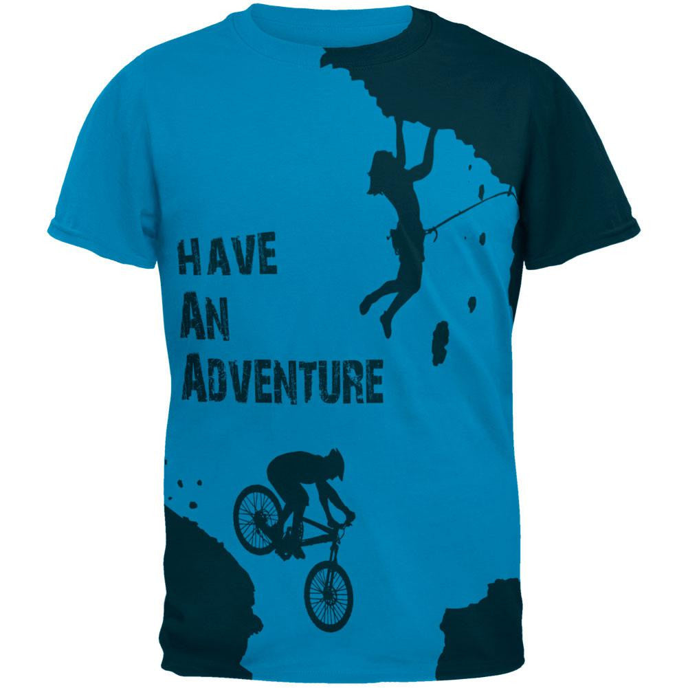 Have an Adventure All Over Sapphire Blue Adult T-Shirt Men's T-Shirts Old Glory 2XL Blue 