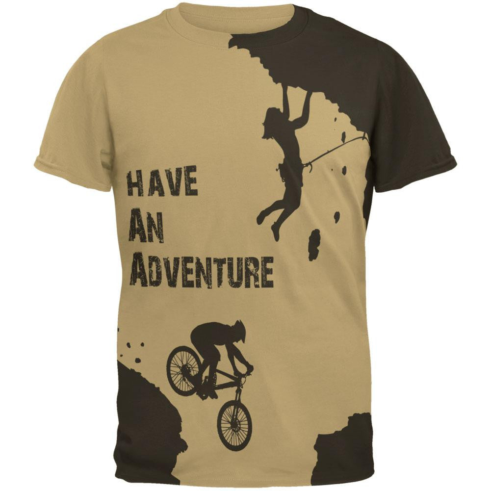 Have an Adventure All Over Tan Adult T-Shirt Men's T-Shirts Old Glory 2XL Beige 