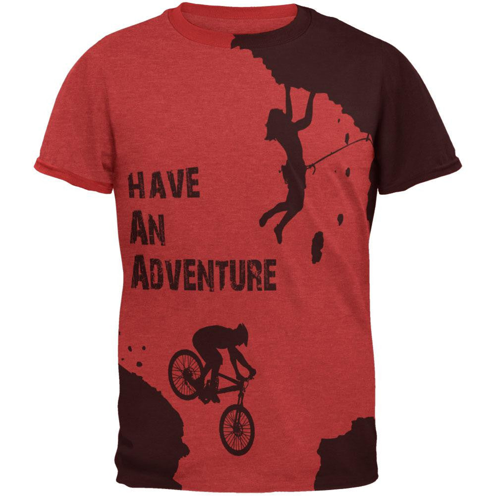 Have an Adventure All Over Heather Red-Red Men's Ringer T-Shirt Men's T-Shirts Old Glory 2XL Multi 