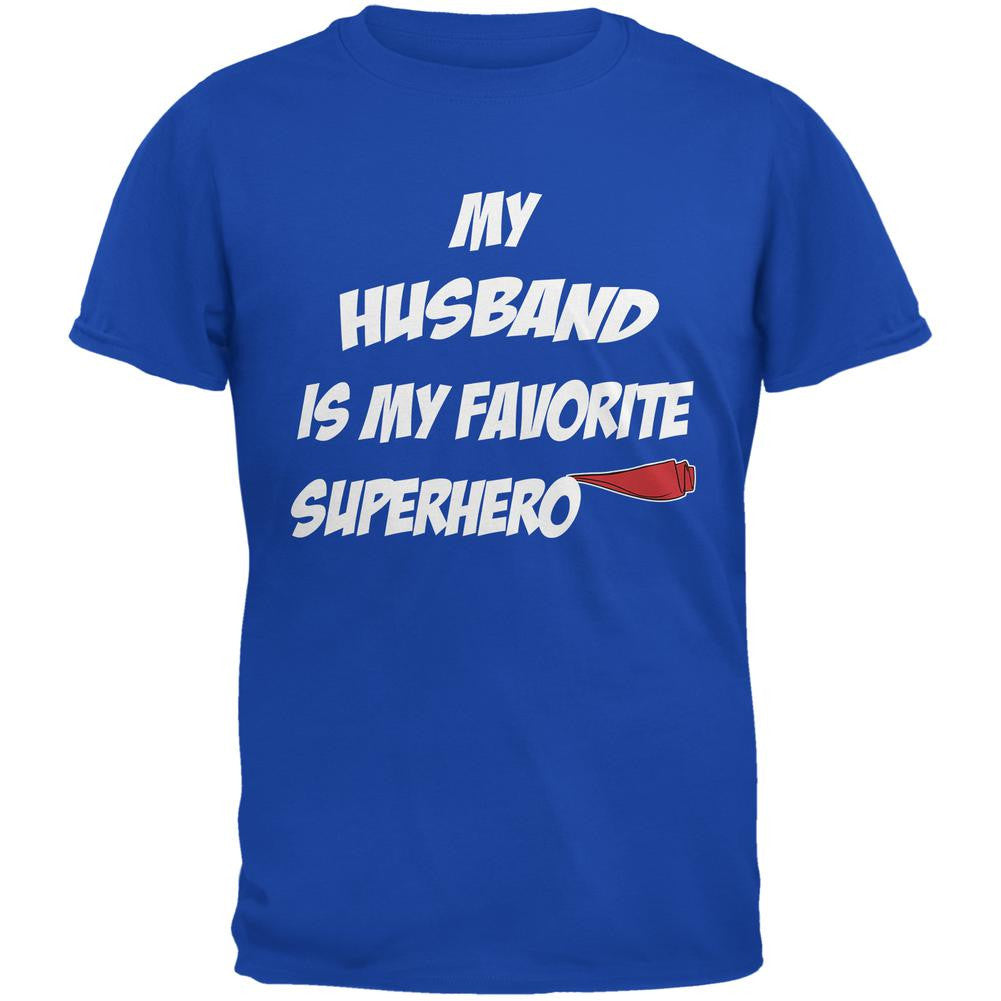 Husband is My Superhero Royal Adult T-Shirt Men's T-Shirts Old Glory 2XL Blue 
