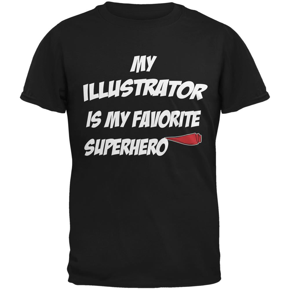 Illustrator is My Superhero Black Adult T-Shirt Men's T-Shirts Old Glory 2XL Black 