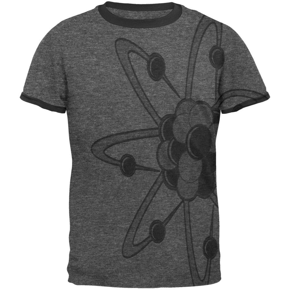 Big Molecule All Over Heather-Black Men's Ringer T-Shirt Men's T-Shirts Old Glory 2XL Grey 