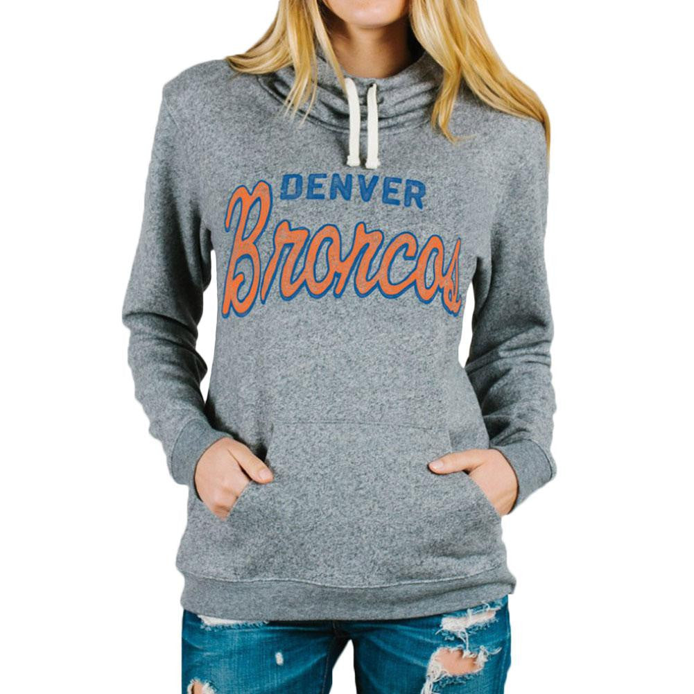 Denver Broncos - Cursive Logo Sunday Juniors Pullover Hoodie Juniors Hoodies Denver Broncos MD Grey 