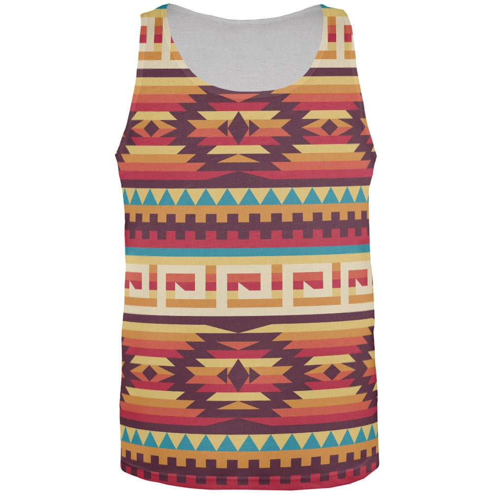 Native American Pattern Red All Over Adult Tank Top Men's Tank Tops Old Glory 2XL Multi 