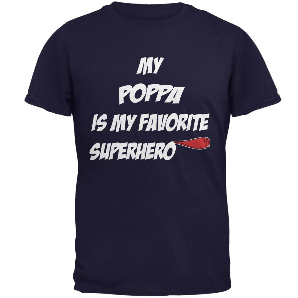 Poppa is My Superhero Navy Adult T-Shirt Men's T-Shirts Old Glory 2XL Blue 