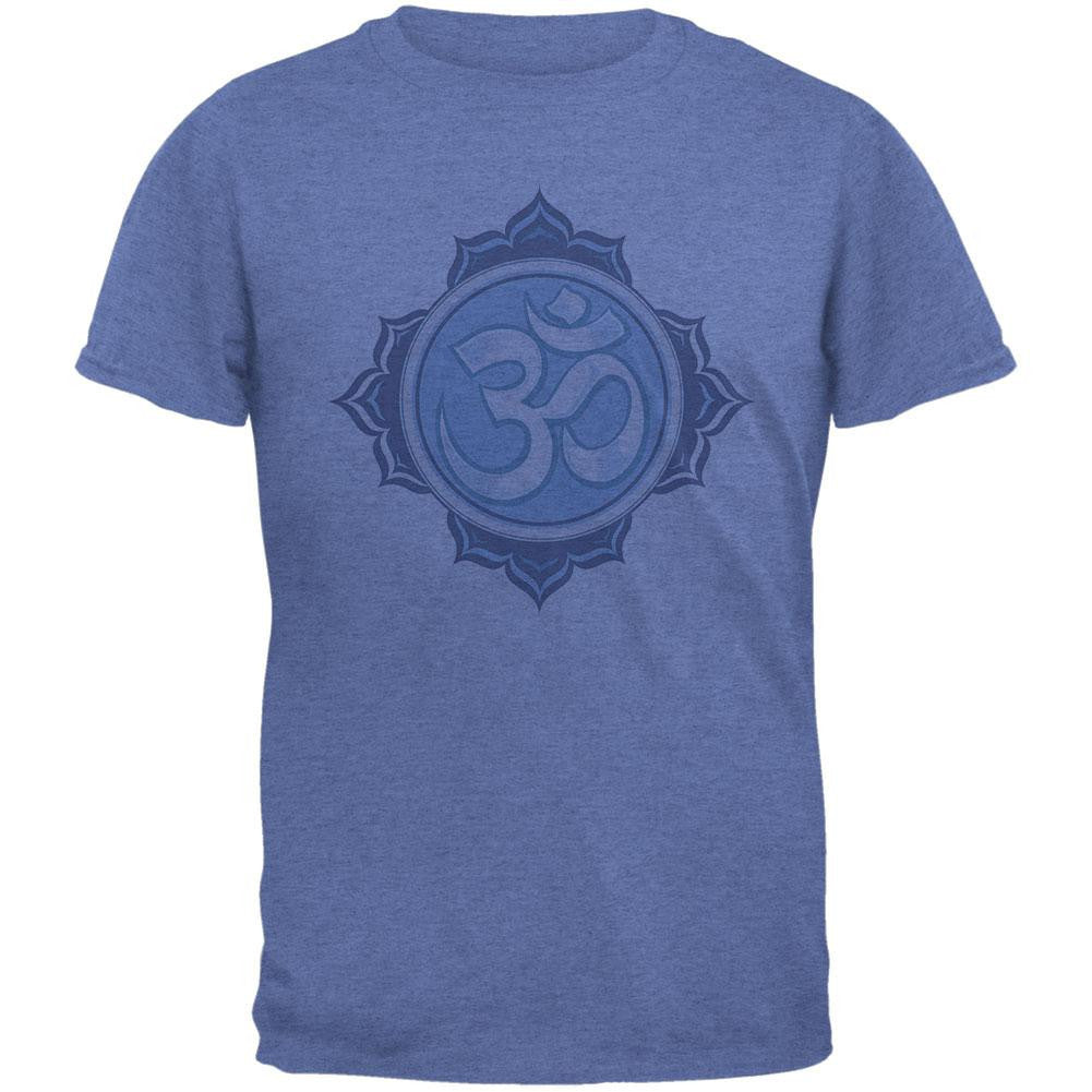 Yoga Buddhist Om All Over Heather Blue Adult T-Shirt Men's T-Shirts Old Glory 2XL Blue 