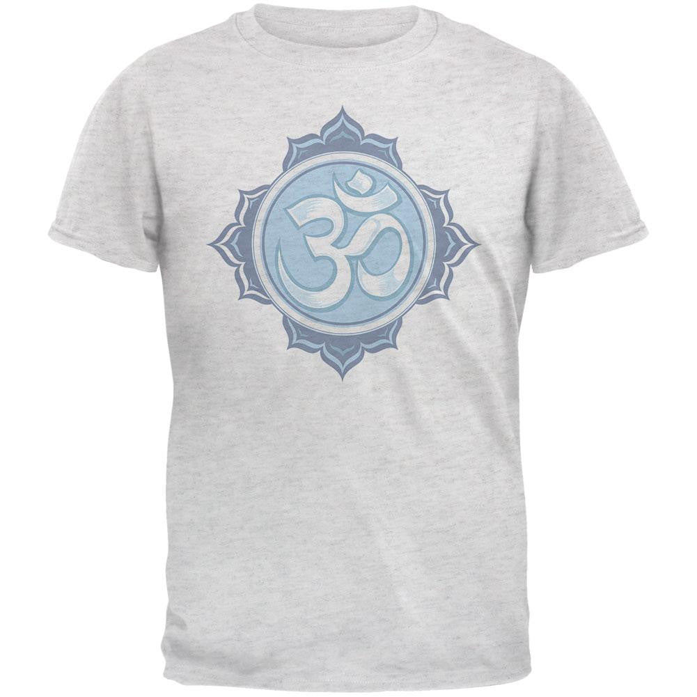 Yoga Buddhist Om All Over Heather White Adult T-Shirt Men's T-Shirts Old Glory 2XL White 