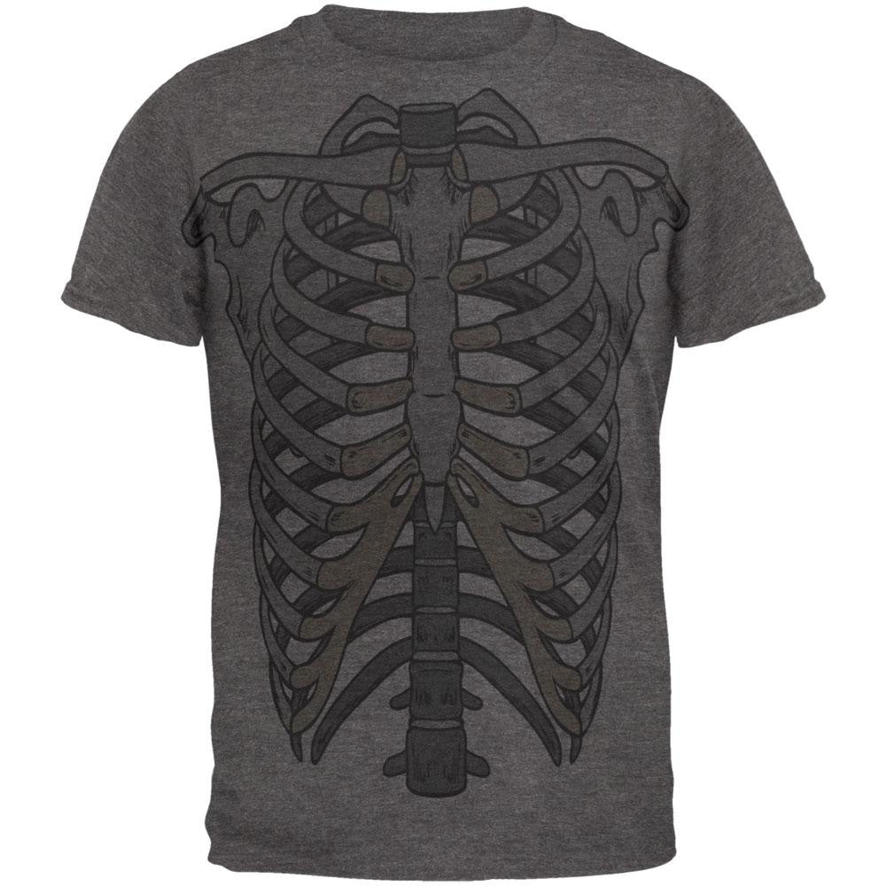 Rib Cage All Over Dark Heather Soft Adult T-Shirt Men's T-Shirts Old Glory 2XL Grey 