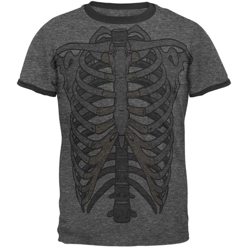 Rib Cage All Over Heather-Black Men's Ringer T-Shirt Men's T-Shirts Old Glory 2XL Multi 