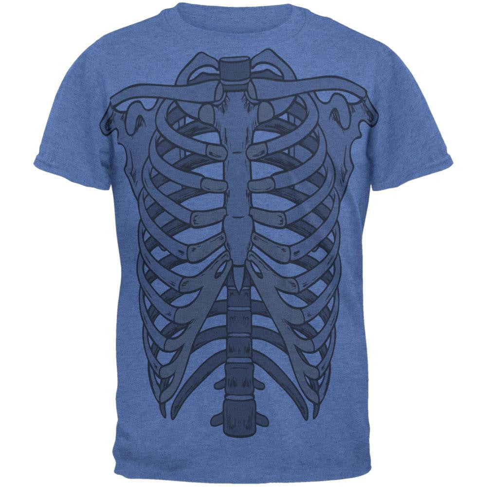 Rib Cage All Over Heather Blue Adult T-Shirt Men's T-Shirts Old Glory 2XL Blue 