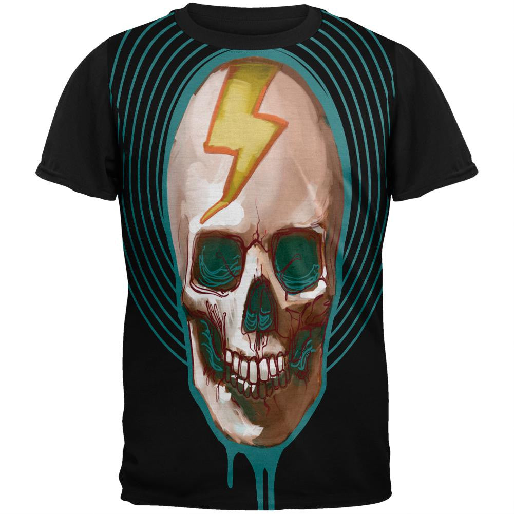 Electric Bolt Skull Adult Black Back T-Shirt Men's T-Shirts Old Glory SM Multi 