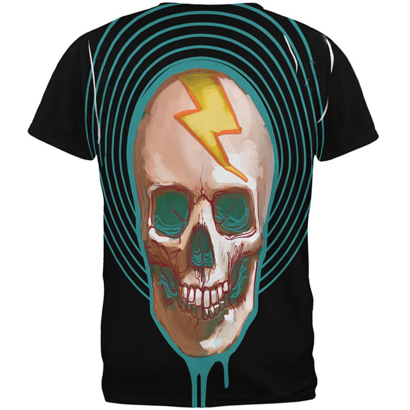 Electric Bolt Skull All Over Adult T-Shirt Men's T-Shirts Old Glory   