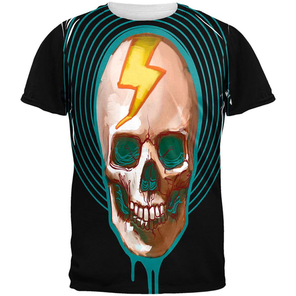 Electric Bolt Skull All Over Adult T-Shirt Men's T-Shirts Old Glory 2XL Multi 