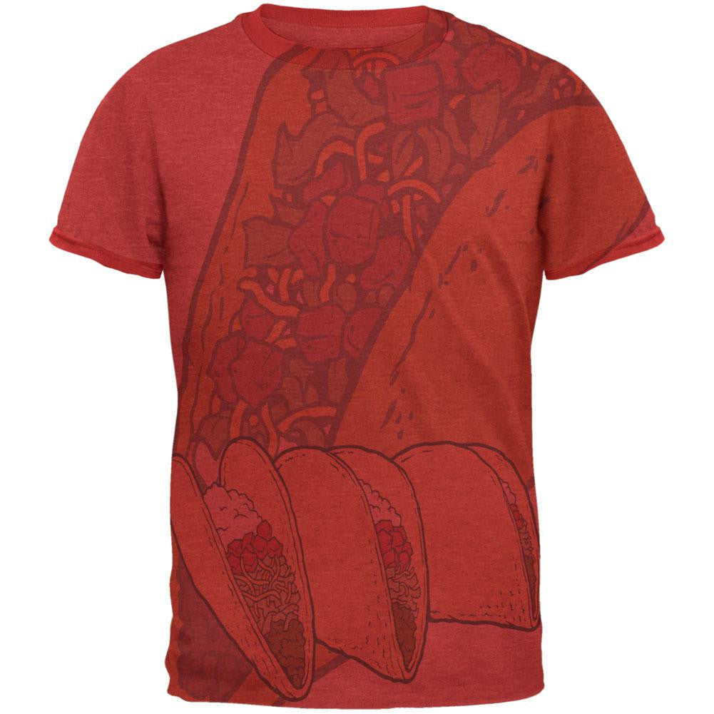 Tacos Forever All Over Heather Red-Red Men's Ringer T-Shirt Men's T-Shirts Old Glory 2XL Red 